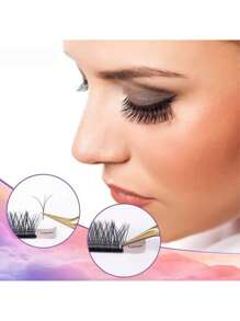 10 fileiras de Cílios Postiços Glam&Need com Formato de Flor Automático, Volume, Bloom 3D, Pré-fabricado, Fans Naturais, Macios, Luz, Cílios Individuais Densos Falsos de Vison