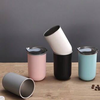 1 Pc Small Capacity 10oz Stainless Steel Coffee Cup, Mini Straw Cup With Inner Steel, Simple Mouthwash Storage Cup, Exclusive Gift For Family And Friends, Suitable For Office, Home, Outdoor Camping Water Bottle For Outdoor For Sport