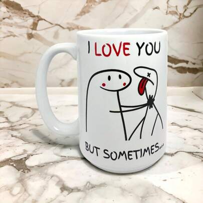 1 pezzo Tazza da 0,45 l con la scritta "Ti amo sempre", tazza in ceramica, design divertente e personalizzato, per esprimere i sentimenti, regalo esclusivo per coppie, adatto per San Valentino, ufficio, casa, campeggio all'aperto, ritorno a scuola