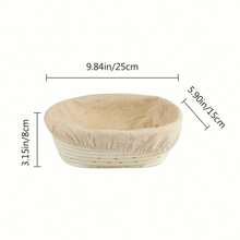 1 件波西米亚风格柳条面包发酵篮，椭圆形天然藤条面包面团发酵篮，带衬布，圆形和椭圆形食物发酵篮，适用于自制面包烘焙工具 - 米色 - 查看 19