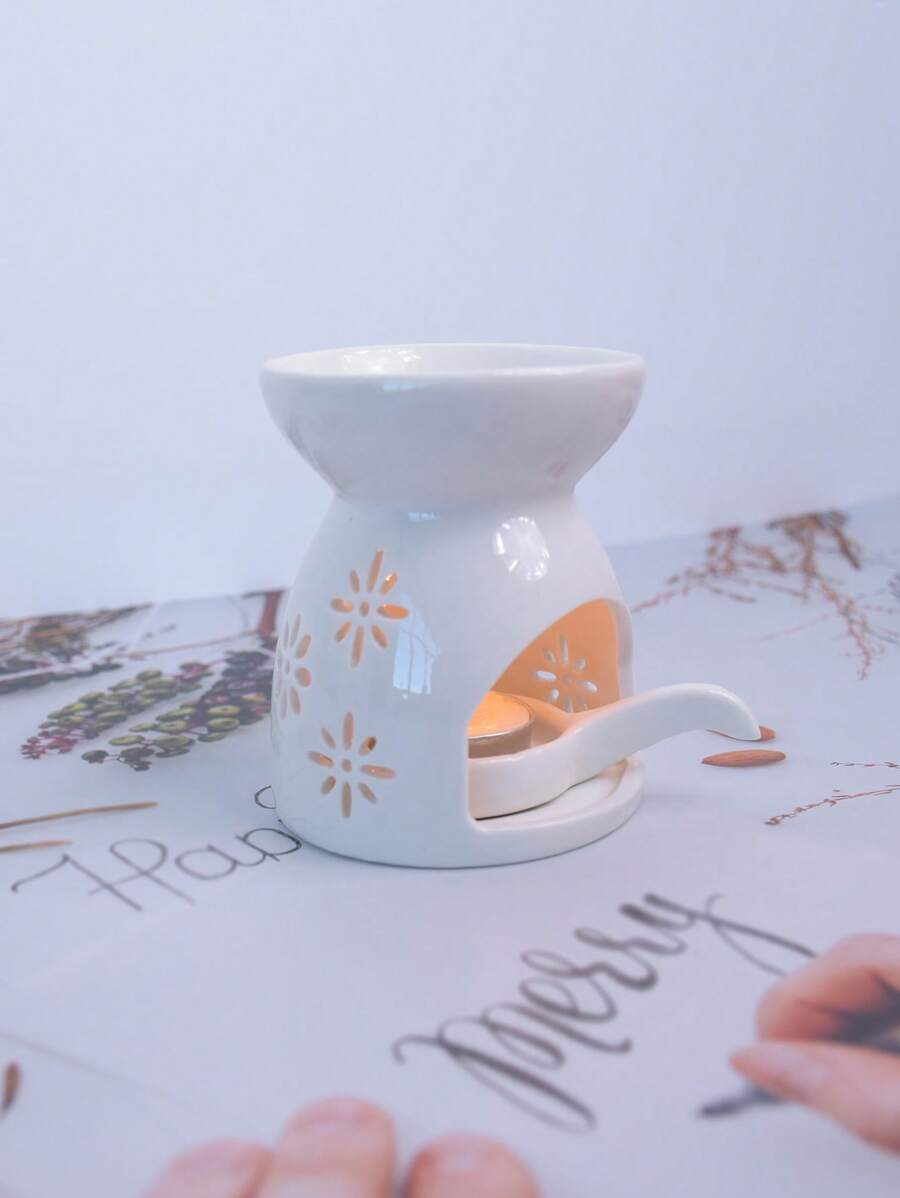 Ceramic Firework Candle Holder, Essential Oil Diffuser, Home Decor Incense Burner Gifts Birthday Graduation - White - View 1