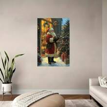 Christmas Poster Santa Claus Wall Art Decoration, Canvas Printing Vintage Poster, Suitable For Room Aesthetics, Bedroom, Bathroom, Living Room, Bar, Office, Dormitory Decoration, IDEAL GIFT-1 Pc Wooden Framed Canvas Painting Thickness Cm/0.9inch High Quality Wall Art Prints Poster Direct Hanging Wall Picture Decor For Home Gifts, Christmas Gift, Living Room, Bath Room, Bedroom, Kitchen