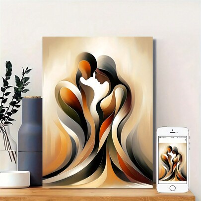 1pc Abstract Couple Wall Art Canvas Print, Sketch Design, Home Aesthetic Decoration, Suitable For Living Rooms And Bedrooms, Modern Character Style Wall Decoration, Unique Gift Selection For Elegant Home Decoration,No Frame.Wall Arts!!!! Posters!!!!