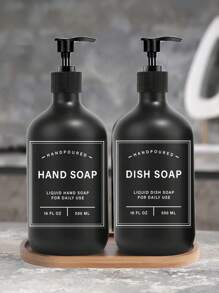 LEAPAIR 2/3 Peças Dispenser de Sabão de 500ml com Rótulos, com Bandeja, Conjunto de Dispenser de Sabão para Mãos e Louças, Garrafas de Bomba de Plástico, Garrafas Recarregáveis Preto Fosco de Shampoo e Condicionador, Garrafas de Bomba Vazias Reutilizáveis de 500ml, Dispensers de Sabão para Bancada do Banheiro, Rótulo de Garrafa de Loção de Gel de Banho e Shampoo, Armazenamento de Cozinha e Banheiro, Decoração de Banheiro, Decoração de Outono, De Volta às Aulas