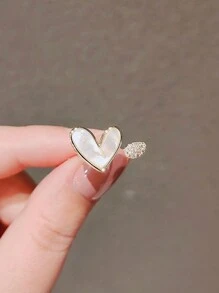 1pc Elegant Luxury Heart Shaped Adjustable Open Ring For Women Valentines,Mom,Mother,Mother's Day,Gift