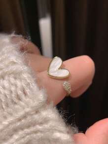 1pc Elegant Luxury Heart Shaped Adjustable Open Ring For Women Valentines,Mom,Mother,Mother's Day,Gift