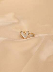 1pc Elegant Luxury Heart Shaped Adjustable Open Ring For Women Valentines,Mom,Mother,Mother's Day,Gift