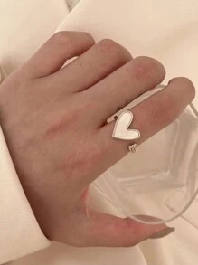 1pc Elegant Luxury Heart Shaped Adjustable Open Ring For Women Valentines,Mom,Mother,Mother's Day,Gift