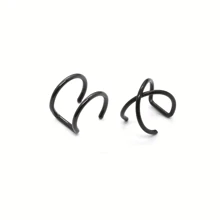 2pcs/Set Simple & Double Layer Clip-On Earrings, Couple Earring Accessories, Unisex Christmas, New Year, Valentine's Day Holiday Gift