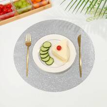 1pc/4pcs/6pcs Round Sand-Textured PVC Heat Resistant Non-Slip Placemats For Hotel/Restaurant Dining Table, Waterproof & Washable Kitchen Table Mats - Sand Placemat - View 10