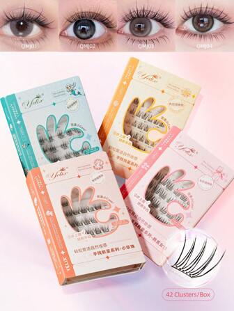 yelix 42 Clusters C/J Curl No Glue Needed Eyelash Extensions Handmade Grafting Individual False Eyelash Natural Look And Wispy Lashes Gift For Women & Girllash Clusters,Eyelash Clusters,Individual Eyelashes,Lashes,Fake Lashes