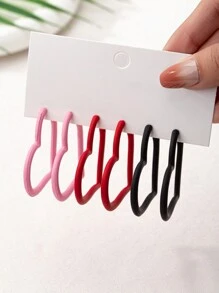 1对2024新款欧美复古小众可爱心形大圈形耳环，时尚通勤彩色心形耳环，适合女士、派对和日常佩戴、情人节礼物 - 心形耳環 - 查看 2