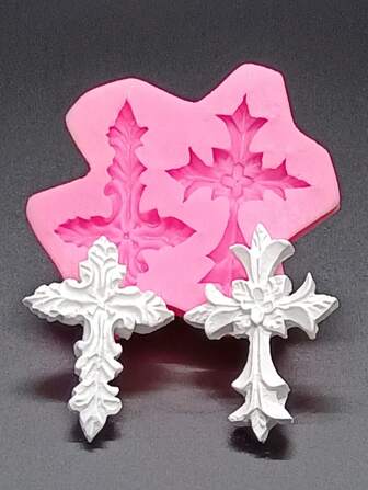 1 件花形十字硅胶模具，DIY 蛋糕巧克力软糖烘焙装饰工具