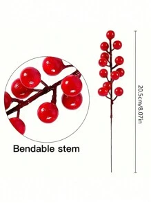 12/6/1pc Artificial Red Lingonberry/Cowberry Fruits, Holiday Decorative Fake Berries - Multicolor - View 3