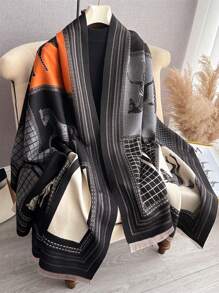 قطعة واحدة من الوشاح/الطرحة النسائية المصنوعة من لمسة كشمير مزيف ذو نسيج الجاكارد ذو الحشوة السميكة والدافئة للاستخدام اليومي متعددة الاستخدامات