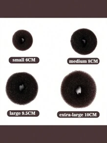 7件套女孩发髻造型套装 - 长发发髻定型袜，发髻固定器带发夹（1个特大号，2个大号，2个中号，2个小号） - 巧克力棕 - 查看 4