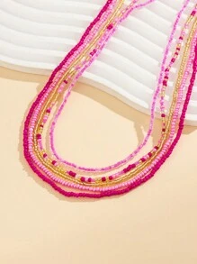 5pcs/Set Retro Boho Style Colorful Beaded Multi-Layer Belly Chain, Women Fashion Beach Holiday Sexy Body Jewelry Gift (Beads Color Order Randomly)