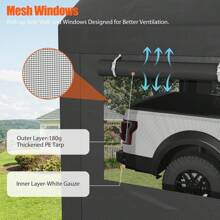 Carport, 12x20 Ft Heavy Duty Carport With Roll-Up Windows, Portable Garage With Removable Sidewalls & Doors, Car Canopy With Sandbags And All-Season Tarp For Car Boat Truck Motorcycle - 深灰色 - 查看 5