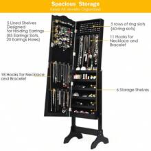 Hộp đựng đồ trang sức có gương màu trắng thanh lịch và đen sang trọng - Hoàn hảo cho những vật dụng cần thiết khi vào ký túc xá khi trở lại trường, Giải pháp lưu trữ đồ trang sức phong cách cho những người yêu thời trang, Món quà lý tưởng cho sinh viên và người đi đầu xu hướng, Giữ cho phụ kiện của bạn gọn gàng và dễ lấy, Nâng tầm trang trí phòng của bạn với sự thanh lịch tiện dụng, Món đồ không thể thiếu cho mùa thời trang thu, Sắp xếp kho báu của bạn một cách đẳng cấp và phong cách. - màu đen - Xem 8