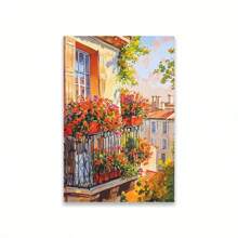 1PC Mediterranean Posters Coastal Balcony View Travel Print Santorini Church Art Print Greek Island Landscape Canvas Painting Wall Arts Decor No Frame Gifts Birthday Graduation