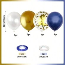 Bóng bay màu xanh nước biển và vàng, 20 quả bóng bay cao su kim loại màu xanh nước biển ngọc trai trắng crom vàng và bóng bay tiệc giấy nhiều màu cho nam, đám cưới, sinh nhật, đồ trang trí tiệc tốt nghiệp - Đen và bạc - Xem 12
