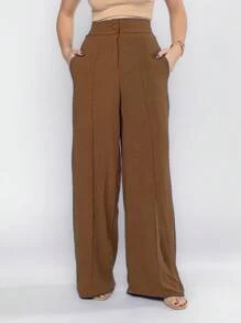 Duna Women's Wide Leg Pants With Zipper And Pocket