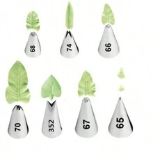 7pcs/Set Leaf Piping Nozzle, Stainless Steel Cake Decorating Tips, Cream Lily Flower Bouquet Baking Tools, Small Size - Silver - View 7