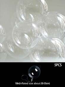 5 个 12 英寸 18 英寸 20 英寸 24 英寸 30 英寸透明泡泡氦气球，适用于婚礼、生日、情人节派对装饰 - 無色 - 查看 15