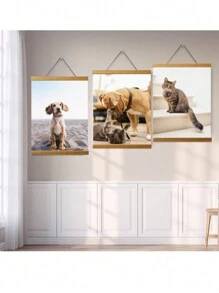 SURELIFE 1pc Magnetic Wood Hanger Frame Poster Canvas Frames Teak Pine For Photos Pictures Prints Maps Scrolls And Canvas Artwork Wall Art Decor Decoration Gifts Birthday Graduation