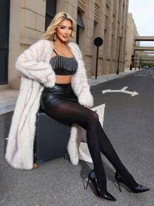 1 st. 80D Plus Size High Stretch Matte Zwarte Ondoorzichtige Skinny Leggings, Anti-Snag, Sexy & Modieus voor Dagelijks Gebruik