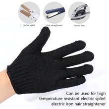 3X Pair Heat Resistant Gloves Curling Protective Heat Proof For Hair Straightener Using - Black - View 3