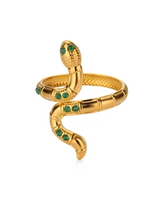 1 st. Gouden Kleur Roestvrijstalen Slangenringen Voor Vrouwen Mannen Open Verstelbare Ring Vintage Gotische Punk Feest Esthetische Sieraden