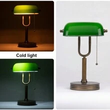 Green Glass Bankers Lamp, Retro Desk Lamp With USB Wireless Charging Port, Classic Pull Chain Switch Table Lamp, For Home Office Nightstand Bedside Study Desk Library - US A Type Plug(110-127V) - View 7