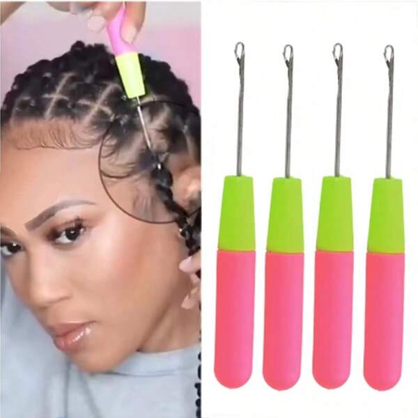 Crochet à loquet - Outil professionnel de tissage de cheveux pour perruques, tresses et extensions | Kit de style et de réparation polyvalent et (tricot/tapis)