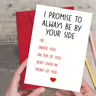 1pc Romantic Anniversary Card Birthday Card Valentine's Gift "I Promise To Always Be By Your Side" Quote For Husband Wedding Card For Husband Boyfriend Wife Girlfriend Anniversary Gift Valentine's Day Gift, Love Message Couple's Gift Unique Birthday Gift Suitable For All Occasions To Express Love