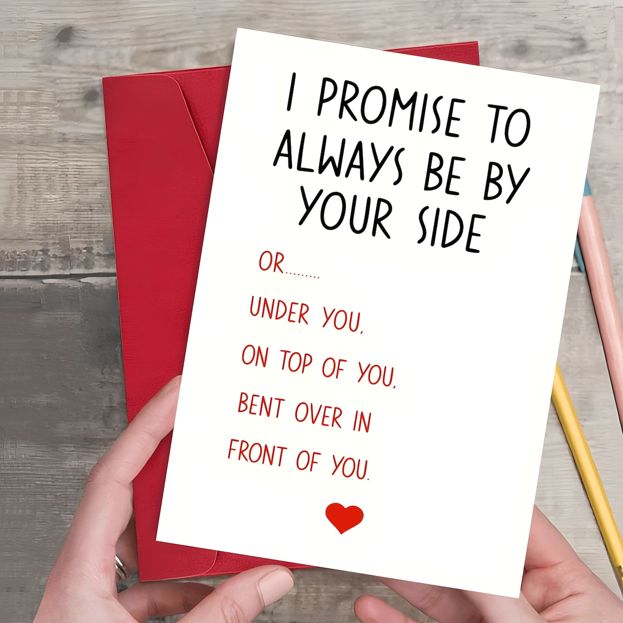 1pc Romantic Anniversary/Birthday Card/Valentine's Day Gift, "I Promise To Always Be By Your Side" - Wedding Card/Anniversary Gift/Valentine's Gift For Husband/Boyfriend/Wife/Girlfriend, Love Message Couples Gift/Unique Birthday Present, Suitable For All Occasions To Express Love - Multicolor - View 1
