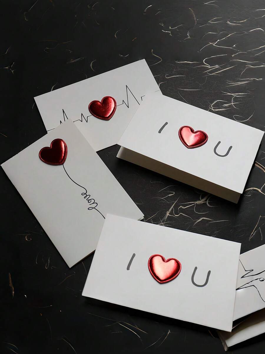 New Classic Valentine's Day Card, Wedding, New Year Greeting Card, DIY Leather Heart 3D Greeting Card With "I Love You" Heartbeat Blessing, Suitable For Expressing Love, Gratitude, And Appreciation To Couples, Parents, Elders, Family, And Teachers - Multicolor - View 1