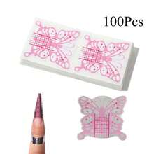 100Pcs Nail Form Extension Sticker Butterfly Shape Nail Art Guide Form Acrylic Tips UV Gel Extension Stickers Guide Stencil Manicure Tools - Multicolor - View 16