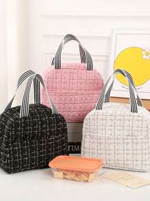 1pc Large Capacity Lunch Bag, Thermal Insulated Lunch Tote Bag For Boys & Girls School, Picnic, Lunch Box Cooler Bag, Portable Canvas Lunch Bag Carry Bag For Work, School, Outdoor, Gift For Children, Birthday, Christmas, Valentine's Day, Teacher's Day