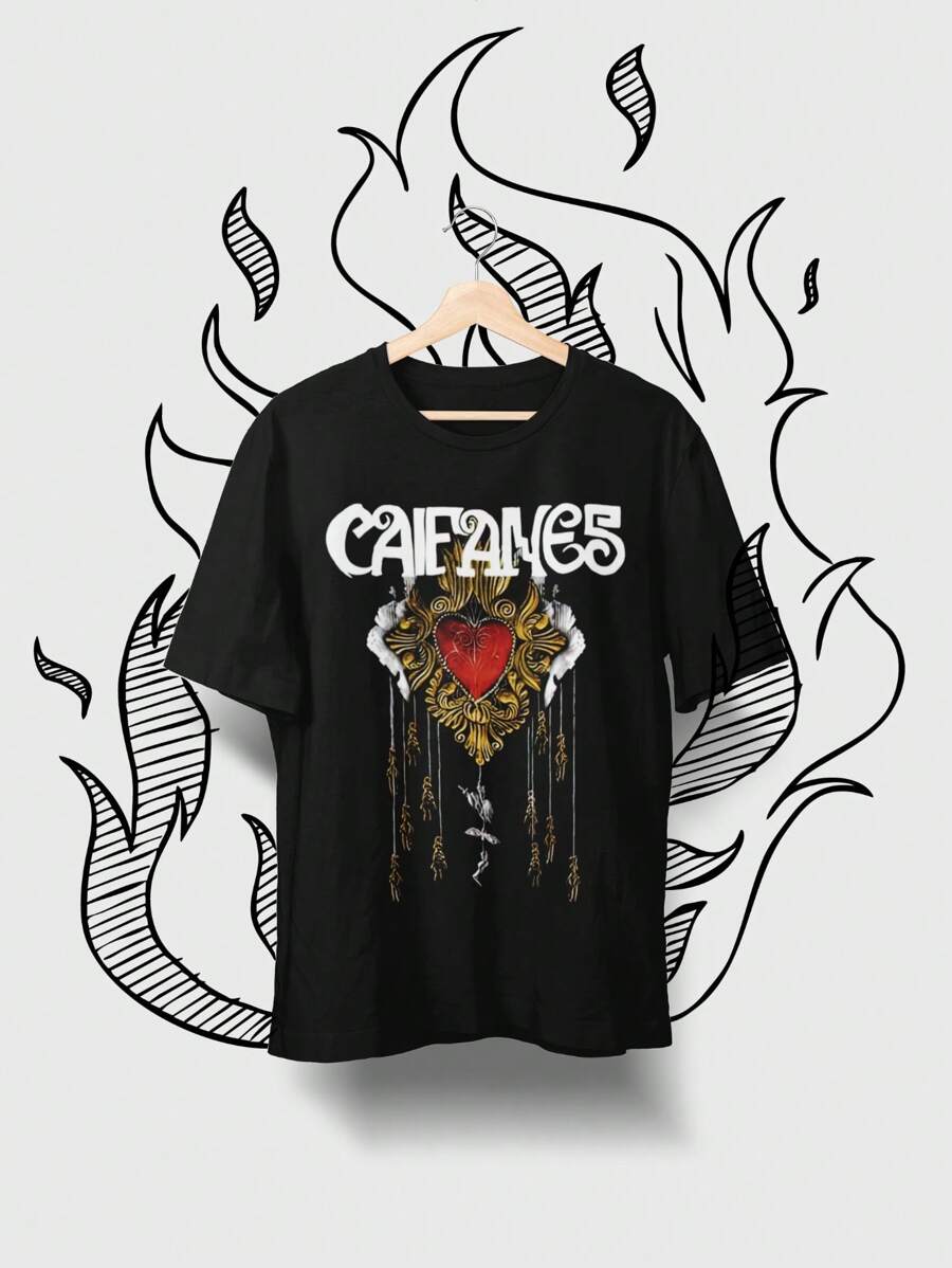 Playera Wear Print ROCK EN ESPAÑOL CAIFANES CORAZÓN - Negro - Ver 1