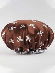 1 pieza Gorro de baño impermeable de doble capa con estampado de lazo, gorra protectora para el cabello para la cocina, limpieza, ducha, unisex