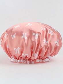 1 pieza Gorro de baño impermeable de doble capa con estampado de lazo, gorra protectora para el cabello para la cocina, limpieza, ducha, unisex