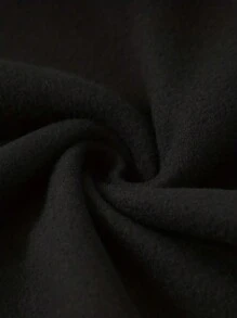 Cartoon And Letter Print Hooded Sweatshirt With Kangaroo Pocket With Drawstring And Thermal Lining - Black - View 7