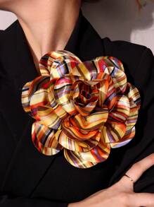 15厘米夸张黑白斑马条纹，彩色线条布艺花朵胸针，适合西装翻领，晚会主持人办公室配饰衬衫夹克首饰圣诞节万圣节衣服别针有趣可爱的教师礼物