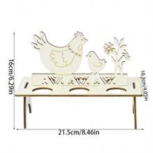 Easter Wooden Egg Holder Rack Rabbit Wood Ornament Easter Party Easter Decor DIY Wood Chick Rabbit Holder Tray Rack Happy Easter Decorations - Wood Color - View 16