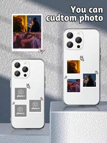 1 st. Aanpasbare zachte hoes compatibel met Apple iPhone 15,14,13,12,11 Pro Max, gepersonaliseerd fotolijstpatroon, helder met precisielensgat, beschermende telefoonhoes compatibel met iPhone 7Plus, 16, 16Pro