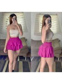 Short Ruffled Skirt - Heißes Pink - Übersicht 3