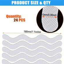 24pcs Clear Anti-Slip Strip Stickers For Bathroom Floor And Shower - Non-Slip Tape For Bathtub Floor - Easy To Apply And Remove - Prevents Slips And Falls, Bathroom Decor For Hotel