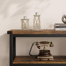 HomelyHues 3 Tier Console Table, 47.2" Narrow Entryway Table With Storage, Wood Sofa Table With Metal Frame, Industrial Behind Couch Table For Living Room, Hallway, Entryway