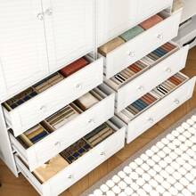 VOWNER 71" Large Wardrobe Closet With Mirror, Freestanding Bedroom Armoire With 3/6 Large Drawers & 2/4 Doors, Clothes Storage Organizer Cabinet For Bedroom, Gifts For Halloween & Thanksgiving - 白色-2個衣櫃 - 查看 2